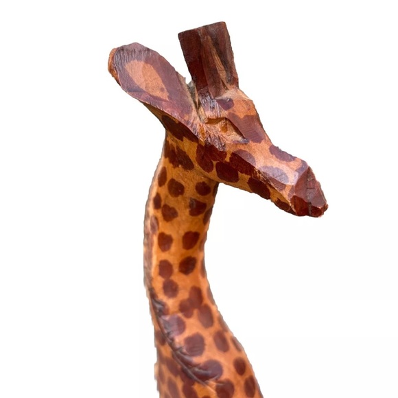 Vintage Hand Wooden Carved Giraffe 12" tall Figurine Statue African Safari Kenya - Picture 5 of 9